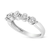 Bids.com 14K White Gold 1.00 Cttw Brilliant Round Cut Diamond 5-Stone Band Ring (H-I Color, SI2-I1 Clarity) - Ring Size 7 Rings
