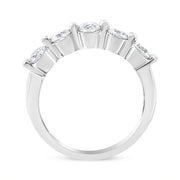 Bids.com 14K White Gold 1.00 Cttw Brilliant Round Cut Diamond 5-Stone Band Ring (H-I Color, SI2-I1 Clarity) - Ring Size 7 Rings
