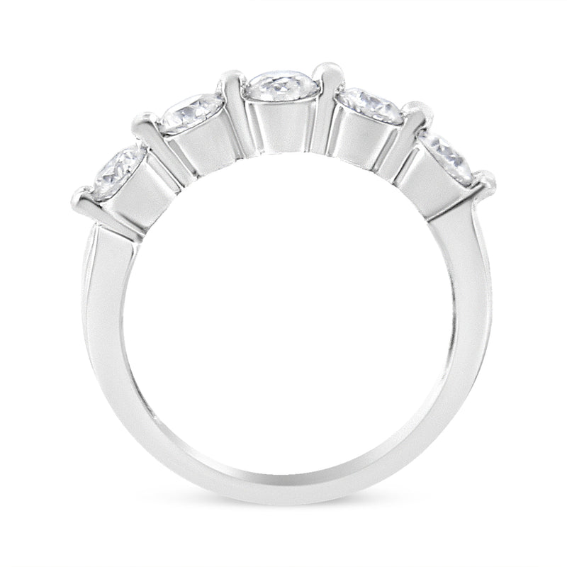 Bids.com 14K White Gold 1.00 Cttw Brilliant Round Cut Diamond 5-Stone Band Ring (H-I Color, SI2-I1 Clarity) - Ring Size 7 Rings