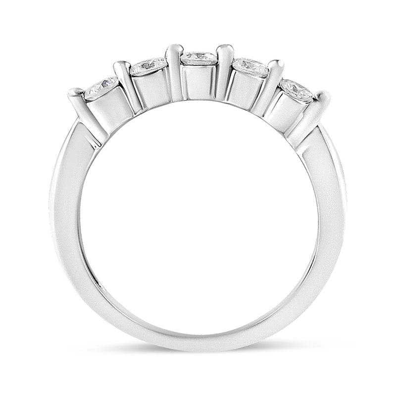 Bids.com 14K White Gold 1/2 Cttw Round-Cut 5-Stone Diamond Ring (H-I Color, SI1-SI2 Clarity) Size 7 Rings