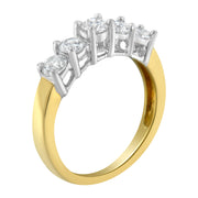 Bids.com 14KT Two Toned Gold 5 Stone Diamond Ring (1 cttw, H-I Color, SI1-SI2 Clarity) Rings