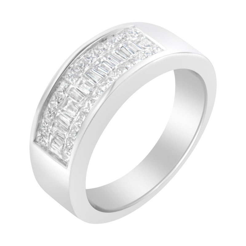 Bids.com 14K White Gold Princess and Baguette-cut Diamond Ring (1.0 Cttw, H-I Color, VS2-SI1 Clarity) - Size 6 Rings