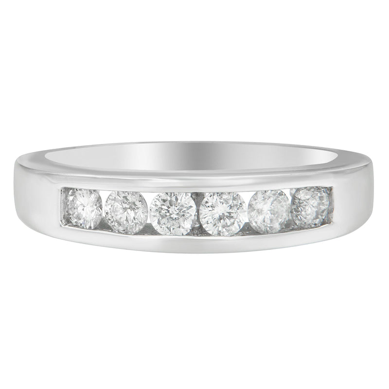 Bids.com 14K White Gold 3/4ct. TDW Diamond Channel Band Ring (H-I, I1-I2) Rings