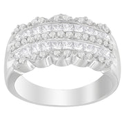 Bids.com 14K White Gold 1 1/7ct. TDW Round and Princess-Cut Diamond Ring(H-I, SI2-I1) Rings