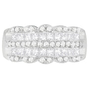 Bids.com 14K White Gold 1 1/7ct. TDW Round and Princess-Cut Diamond Ring(H-I, SI2-I1) Rings