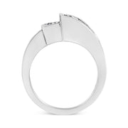 Bids.com 14K White Gold 1 1/2 Cttw Invisible-Set Princess and Channel-Set Baguette Diamond Geometric Bypass Ring Band (G-H Color, SI2-I1 Clarity) - Ring Size 7 Rings