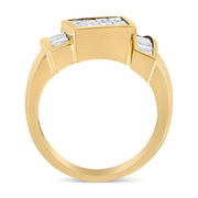 Bids.com 14K Yellow Gold 1 5/8 Cttw Invisible-Set Princess and Baguette Diamond Cocktail Band Ring Rings