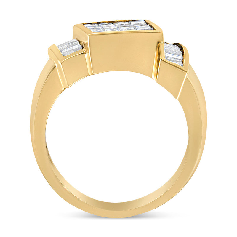 Bids.com 14K Yellow Gold 1 5/8 Cttw Invisible-Set Princess and Baguette Diamond Cocktail Band Ring Rings