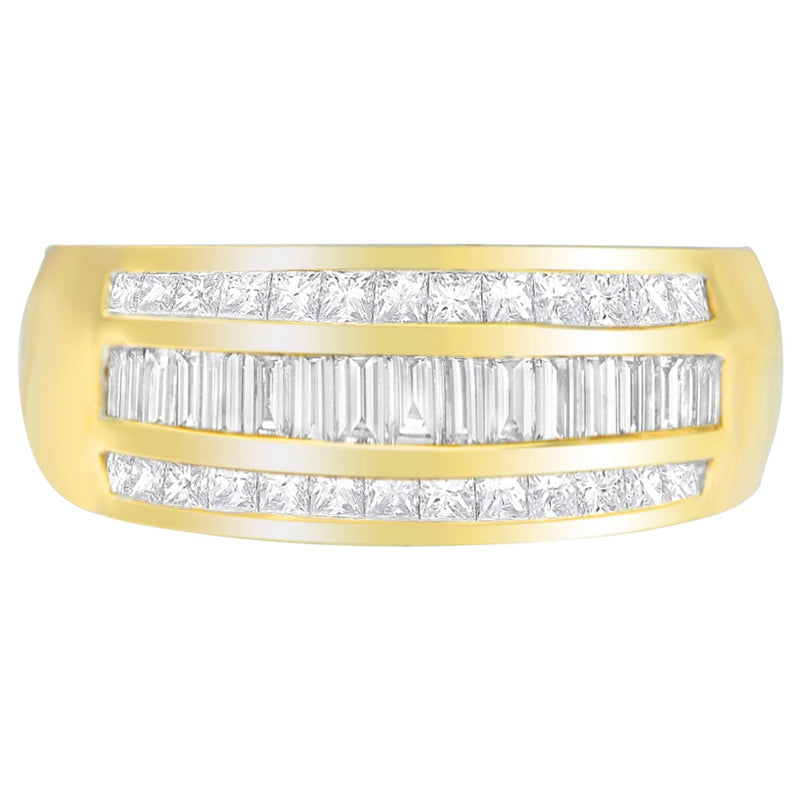 Bids.com 14K Yellow Gold 1ct. TDW Princess and Baguette-Cut Diamond Ring(H-I, SI1-SI2) Rings