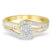 Bids.com 10K Yellow Gold Diamond Cluster Ring (1/2 Cttw, I-J Color, I2-I3 Clarity) - Size 6 Rings