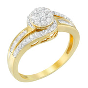 Bids.com 10K Yellow Gold Diamond Cluster Ring (1/2 Cttw, I-J Color, I2-I3 Clarity) - Size 6 Rings