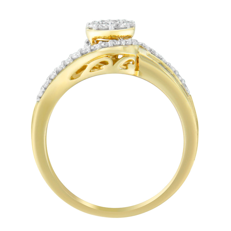 Bids.com 10K Yellow Gold Diamond Cluster Ring (1/2 Cttw, I-J Color, I2-I3 Clarity) - Size 6 Rings