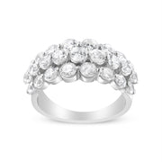 Bids.com 10K White Gold 2 1/2 Cttw Round Natural Diamond 3 Row Band Ring (I-J Color, I1-I2 Clarity) - Ring Size 7 Rings