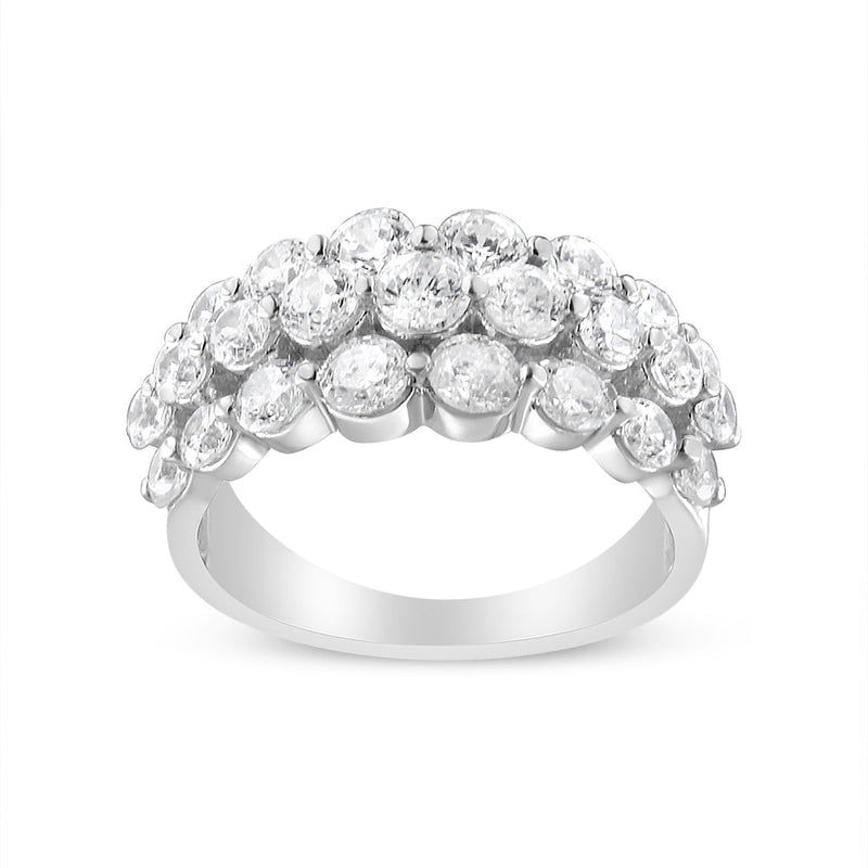 Bids.com 10K White Gold 2 1/2 Cttw Round Natural Diamond 3 Row Band Ring (I-J Color, I1-I2 Clarity) - Ring Size 7 Rings