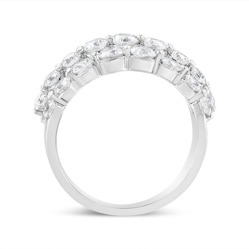 Bids.com 10K White Gold 2 1/2 Cttw Round Natural Diamond 3 Row Band Ring (I-J Color, I1-I2 Clarity) - Ring Size 7 Rings