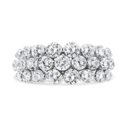 Bids.com 10K White Gold 2 1/2 Cttw Round Natural Diamond 3 Row Band Ring (I-J Color, I1-I2 Clarity) - Ring Size 7 Rings