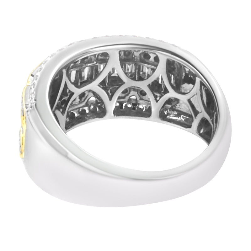 Bids.com 10K White and Yellow Gold 1.00 Cttw Baguette and Round cut Diamond Art Deco Multi-Row Ring Band (I-J Color, I1-I2 Clarity) - Ring Size 7 Rings