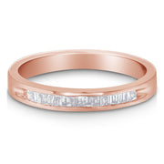 Bids.com 10K Rose Gold over .925 Sterling Silver 1/5 Cttw Diamond Channel-Set Stackable Band Ring (H-I Color, I1-I2 Clarity) - Size 6 3/4 Rings