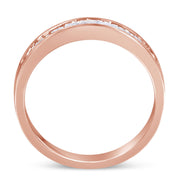 Bids.com 10K Rose Gold over .925 Sterling Silver 1/5 Cttw Diamond Channel-Set Stackable Band Ring (H-I Color, I1-I2 Clarity) - Size 6 3/4 Rings