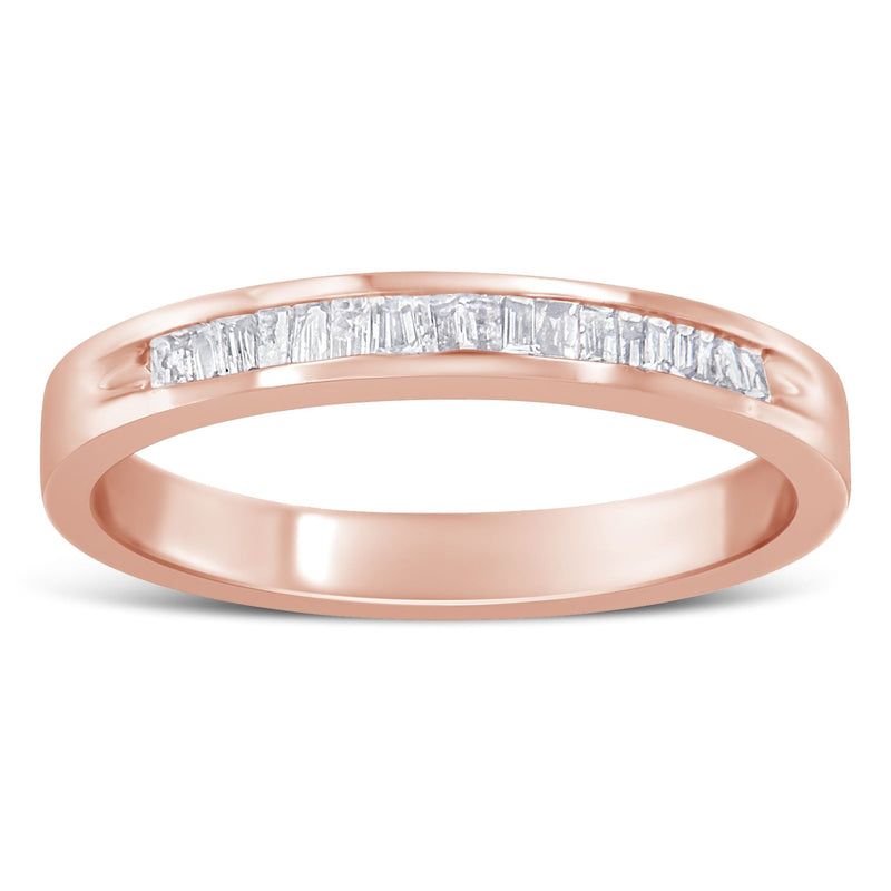 Bids.com 10K Rose Gold over .925 Sterling Silver 1/5 Cttw Diamond Channel-Set Stackable Band Ring (H-I Color, I1-I2 Clarity) - Size 6 3/4 Rings