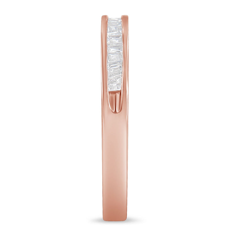 Bids.com 10K Rose Gold over .925 Sterling Silver 1/5 Cttw Diamond Channel-Set Stackable Band Ring (H-I Color, I1-I2 Clarity) - Size 6 3/4 Rings