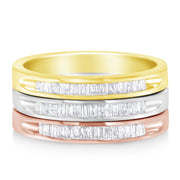Bids.com 10K Yellow, White and Rose Gold over .925 Sterling Silver 5/8 Cttw Diamond Channel-Set Stackable Band Ring Set (H-I Color, I1-I2 Clarity) - Size 6 3/4 Rings