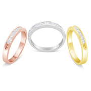 Bids.com 10K Yellow, White and Rose Gold over .925 Sterling Silver 5/8 Cttw Diamond Channel-Set Stackable Band Ring Set (H-I Color, I1-I2 Clarity) - Size 6 3/4 Rings