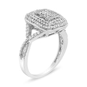Bids.com .925 Sterling Silver 1/2 Cttw Round-Cut Diamond Cluster Cushion Ring (I-J , I1-I2) - Size 7 Rings