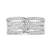 Bids.com .925 Sterling Silver 1/2 Cttw Diamond Multi-Row Bypass Band Ring (I-J Color, I3 Clarity) - Size 7 Rings