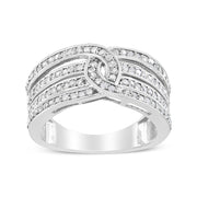 Bids.com .925 Sterling Silver 1/2 Cttw Diamond Multi-Row Bypass Band Ring (I-J Color, I3 Clarity) - Size 7 Rings