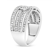 Bids.com .925 Sterling Silver 1/2 Cttw Diamond Multi-Row Bypass Band Ring (I-J Color, I3 Clarity) - Size 7 Rings