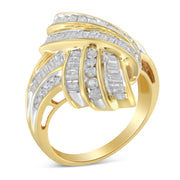 Bids.com 10K Yellow Gold Diamond Bypass Cocktail Ring (1 1/5 Cttw, I-J Color, I2-I3 Clarity) - Size 8 Rings