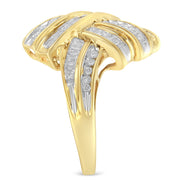 Bids.com 10K Yellow Gold Diamond Bypass Cocktail Ring (1 1/5 Cttw, I-J Color, I2-I3 Clarity) - Size 8 Rings