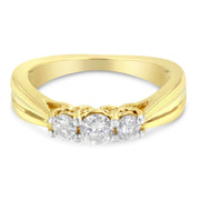 Bids.com 10K Yellow Gold Three-stone Diamond Ring (0.50 cttw, J-K Color, I2-I3 Clarity) Rings