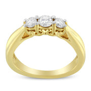 Bids.com 10K Yellow Gold Three-stone Diamond Ring (0.50 cttw, J-K Color, I2-I3 Clarity) Rings White Smoke 8 / Yellow.Gold