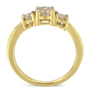 Bids.com 10K Yellow Gold Three Stone Diamond Band Ring (1.00 cttw, J-K Color, I2-I3 Clarity) Rings