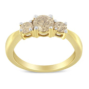Bids.com 10K Yellow Gold Three Stone Diamond Band Ring (1.00 cttw, J-K Color, I2-I3 Clarity) Rings