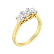 Bids.com 10K Yellow Gold Princess-Cut Diamond Three Stone Band Ring (1 Cttw, J-K Color, I1-I2 Clarity) - Size 6 Rings