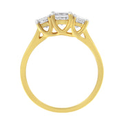 Bids.com 10K Yellow Gold Princess-Cut Diamond Three Stone Band Ring (1 Cttw, J-K Color, I1-I2 Clarity) - Size 6 Rings