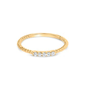 Bids.com 10K Yellow Gold 1/10 Cttw Diamond 5 Stone Braided Shank Band Ring (I-J Color, I2-I3 Clarity)- Ring Size 6 Rings