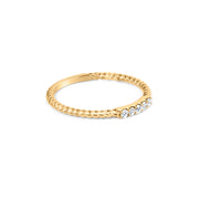 Bids.com 10K Yellow Gold 1/10 Cttw Diamond 5 Stone Braided Shank Band Ring (I-J Color, I2-I3 Clarity)- Ring Size 6 Rings