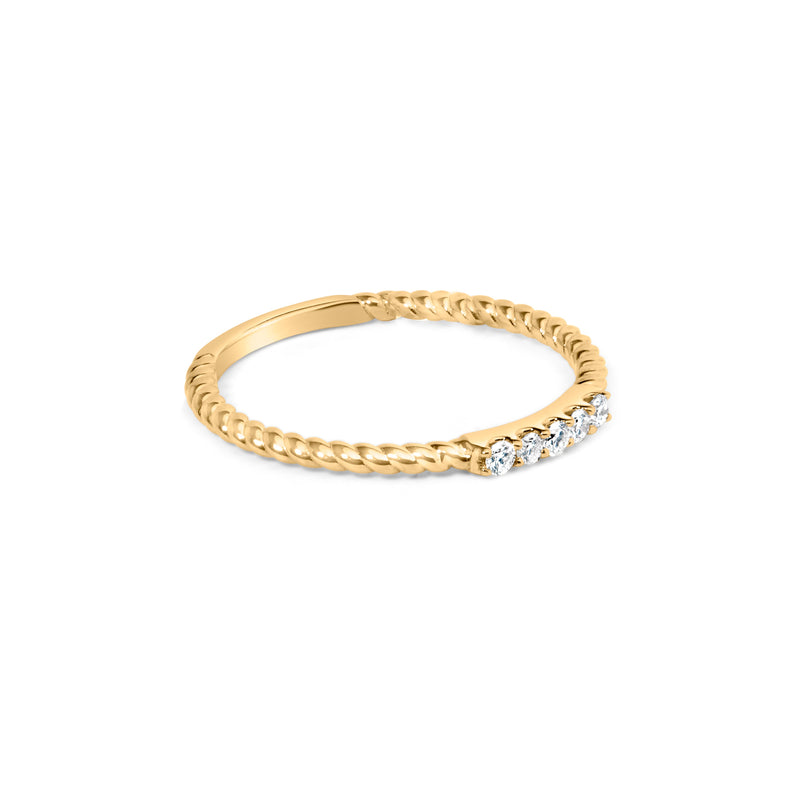 Bids.com 10K Yellow Gold 1/10 Cttw Diamond 5 Stone Braided Shank Band Ring (I-J Color, I2-I3 Clarity)- Ring Size 6 Rings