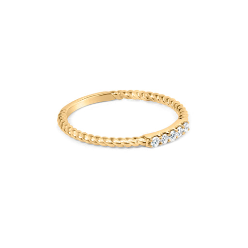 Bids.com 10K Yellow Gold 1/10 Cttw Diamond 5 Stone Braided Shank Band Ring (I-J Color, I2-I3 Clarity)- Ring Size 6 Rings