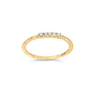 Bids.com 10K Yellow Gold 1/10 Cttw Diamond 5 Stone Braided Shank Band Ring (I-J Color, I2-I3 Clarity)- Ring Size 6 Rings