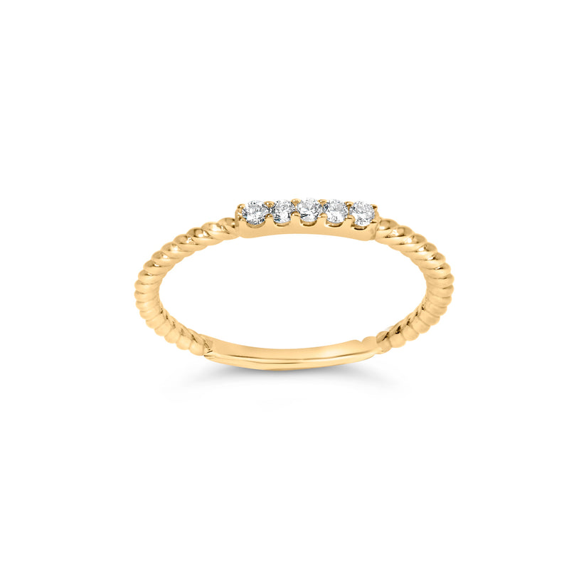 Bids.com 10K Yellow Gold 1/10 Cttw Diamond 5 Stone Braided Shank Band Ring (I-J Color, I2-I3 Clarity)- Ring Size 6 Rings