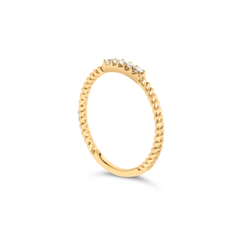 Bids.com 10K Yellow Gold 1/10 Cttw Diamond 5 Stone Braided Shank Band Ring (I-J Color, I2-I3 Clarity)- Ring Size 6 Rings