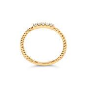Bids.com 10K Yellow Gold 1/10 Cttw Diamond 5 Stone Braided Shank Band Ring (I-J Color, I2-I3 Clarity)- Ring Size 6 Rings
