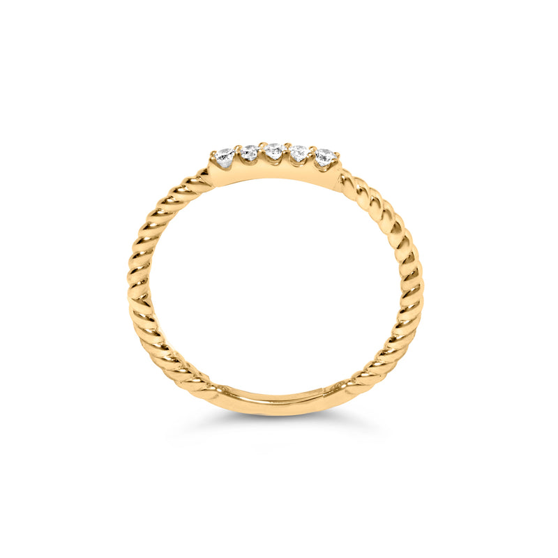 Bids.com 10K Yellow Gold 1/10 Cttw Diamond 5 Stone Braided Shank Band Ring (I-J Color, I2-I3 Clarity)- Ring Size 6 Rings