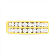 Bids.com 10K Yellow Gold Two-Row Diamond Band Ring (1 Cttw, J-K Color, I1-I2 Clarity) - Size 6 Rings