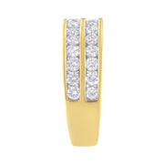 Bids.com 10K Yellow Gold Two-Row Diamond Band Ring (1 Cttw, J-K Color, I1-I2 Clarity) - Size 6 Rings